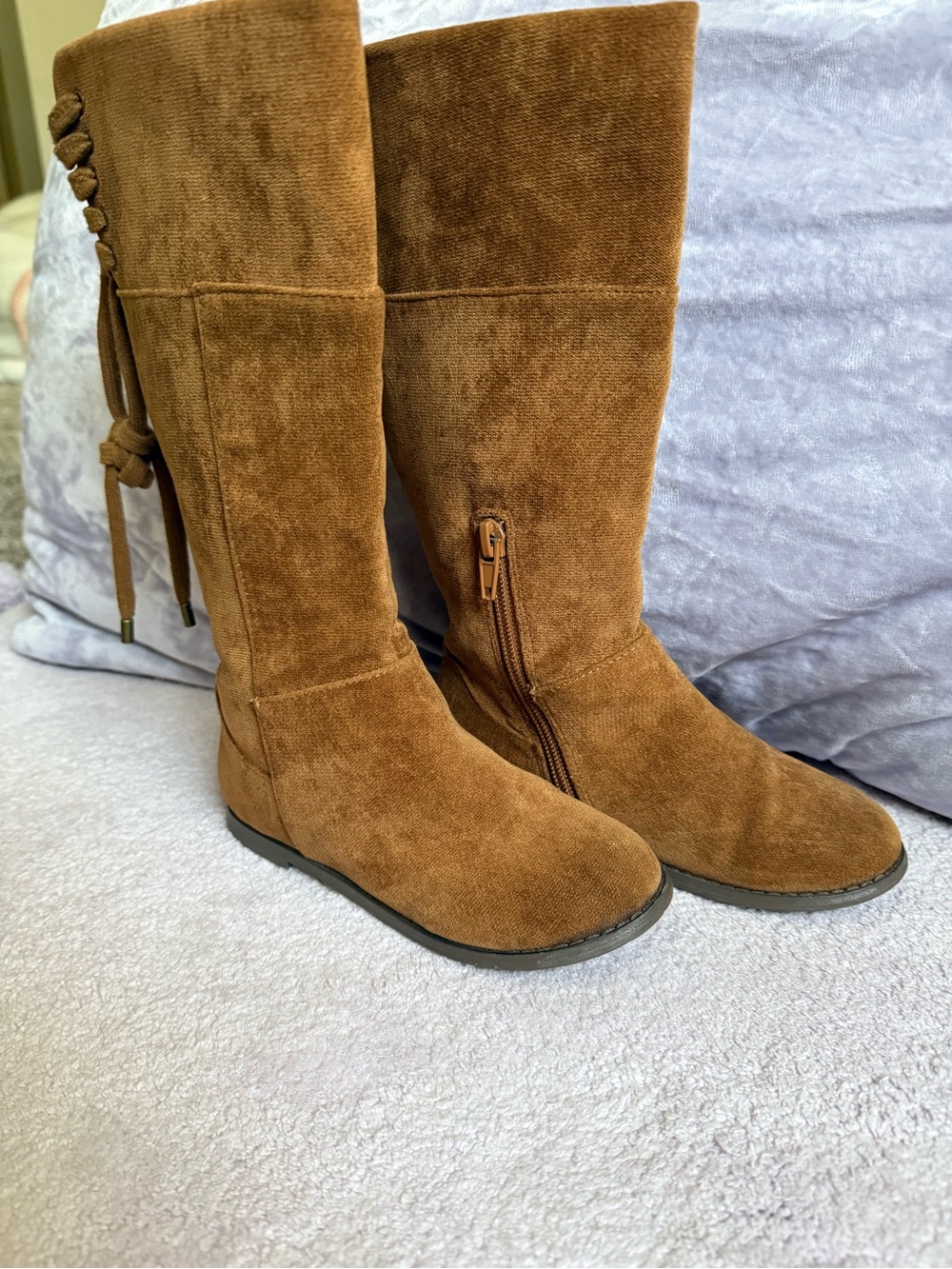Toddler Girl Tall Suede Side-Zip Boots in Brown